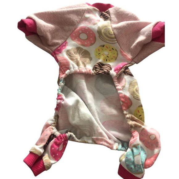 Dog Apparel (2) Piece Bundle Size Medium Donut Pjs and Red Hoodie Pink Heart - Picture 4 of 11